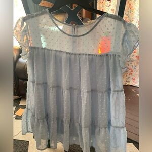 Entro Sky Blue Textured Blouse